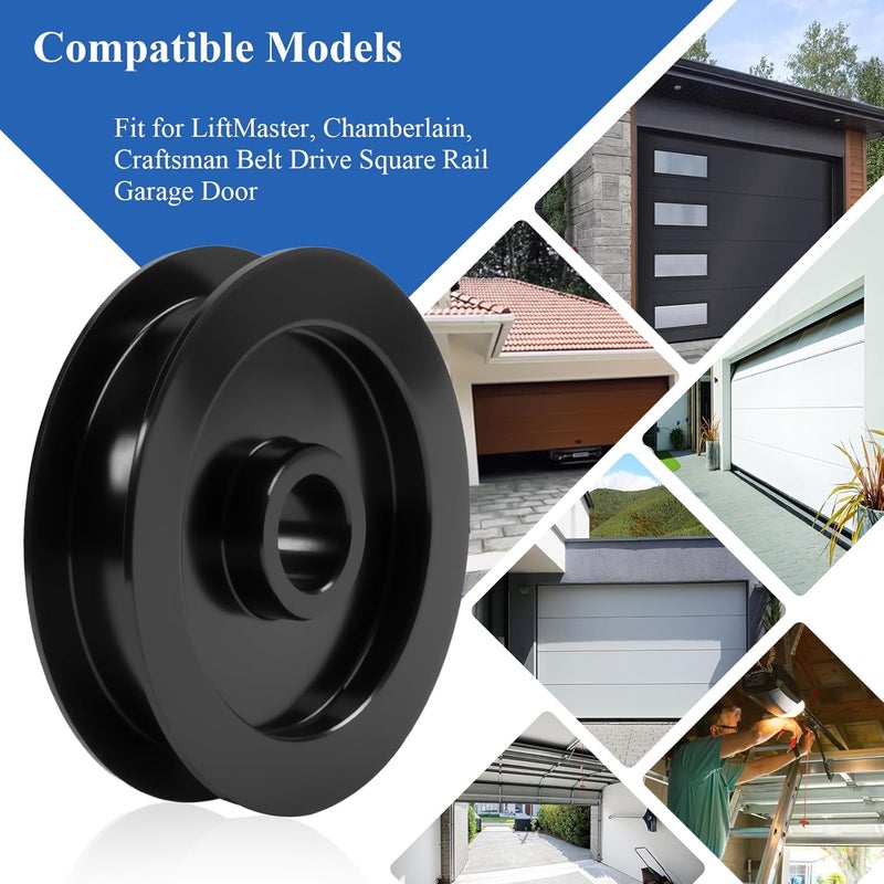 WFCYX 1 Pc 144C54 Metal Idler Pulley, K144C0054M Belt Drive Square Rail, For Garage Door Openers, Fits All LiftMaster Chamberlain Craftsman Belt Drive Square Rail Garage Door, 1/2 inch I.D., 2-1/2 inch O.D. - Image 3